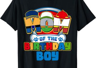 Mom and Dad Of The Birthday Boy Dog Paw Family Matching T-Shirt