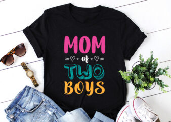 Mom of 2 Boys T-Shirt Design