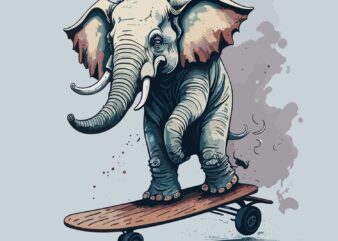 Elephant Playing Skate vector clipart