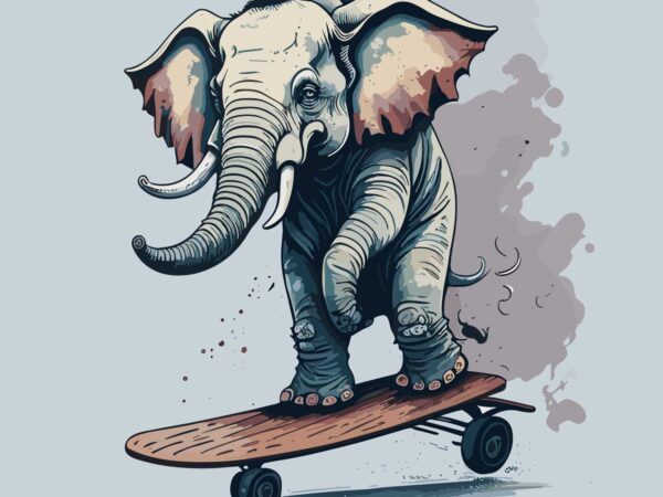 Elephant playing skate vector clipart