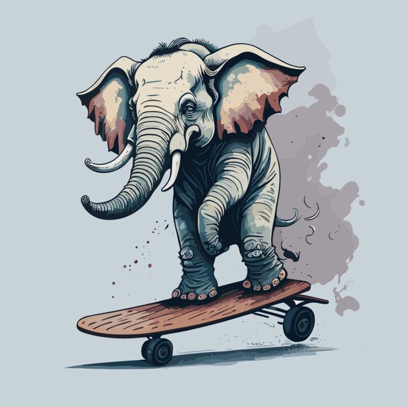 Elephant Playing Skate