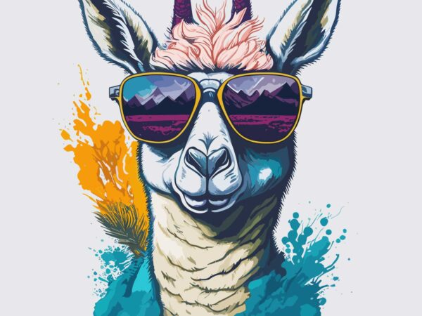 Ilama sunglass t shirt design for sale