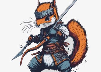 Squirell Samurai t shirt template vector