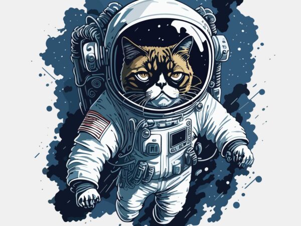 Cat astronot t shirt vector file