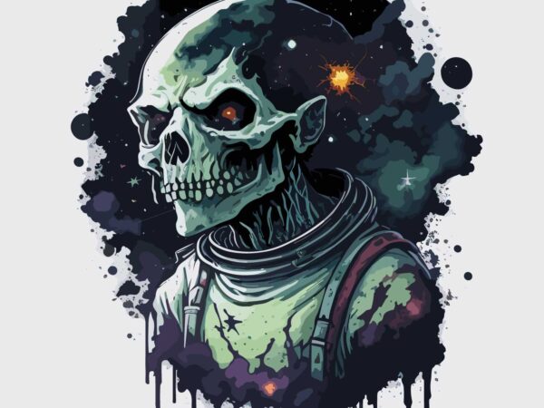 Skull zombie space t shirt template vector