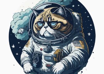 Cat Astronot t shirt vector file