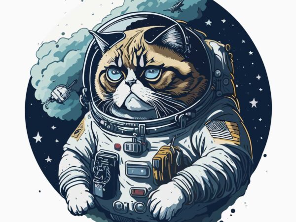 Cat astronot t shirt vector file