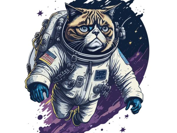 Cat astronot t shirt vector file