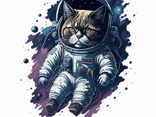 Cat astronot t shirt vector file