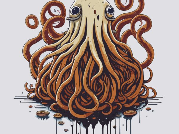 Vntage octopus tangled t shirt vector art