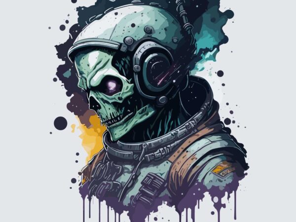 Skull zombie space t shirt template vector
