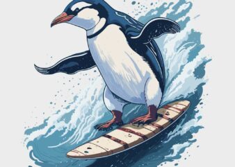 Penguin On Surfing t shirt illustration