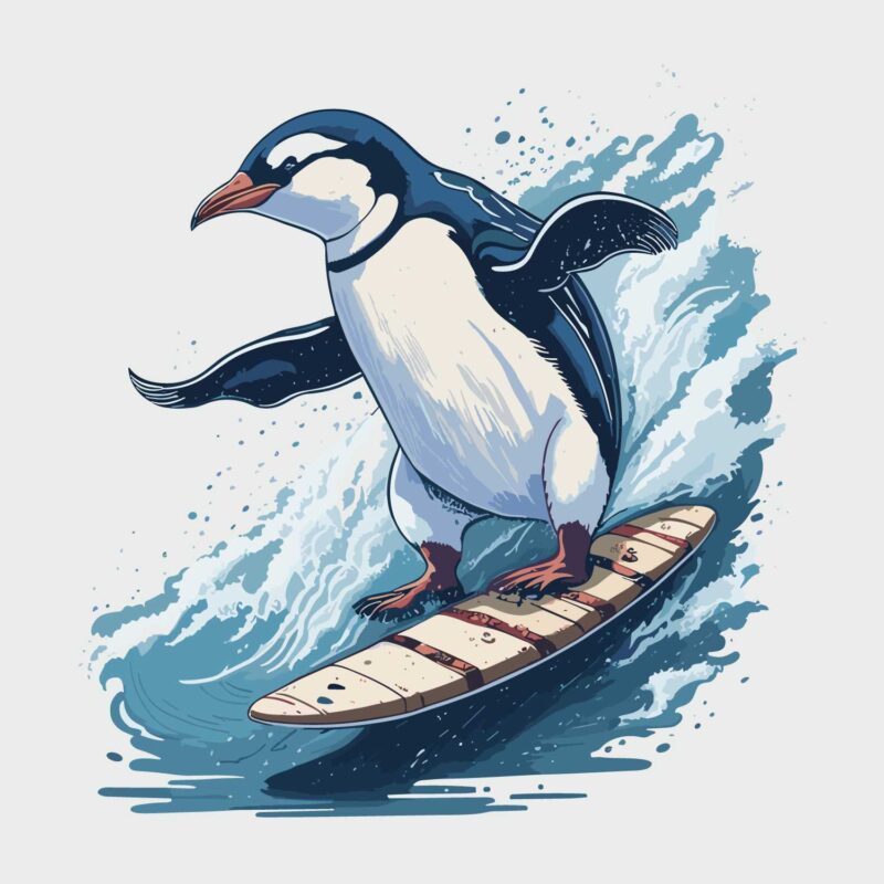 Penguin On Surfing