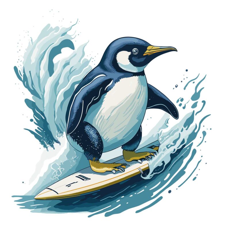 Penguin On Surfing
