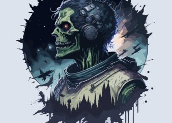 Skull ZOmbie Space t shirt template vector
