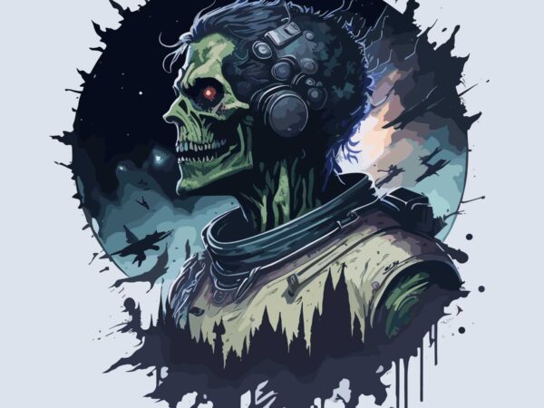 Skull zombie space t shirt template vector