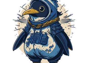 Penguin Astronot t shirt illustration