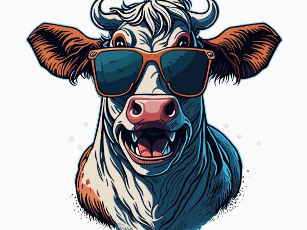 Cow wearing sunglass t shirt vector file