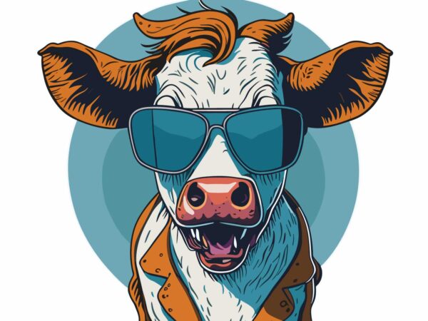 Cow wearing sunglass t shirt vector file