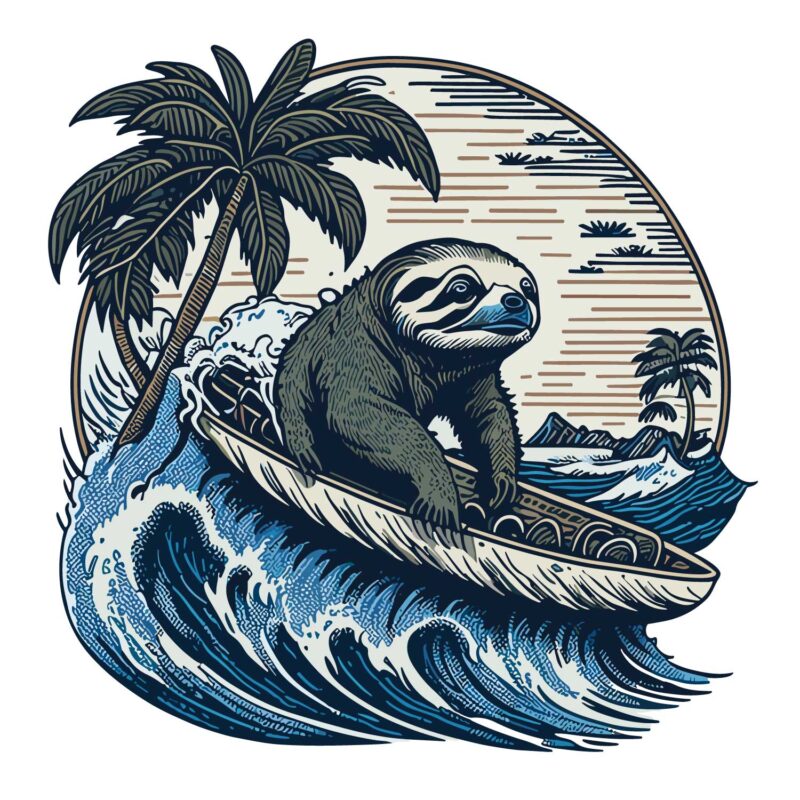 Sloth On Beach Surf