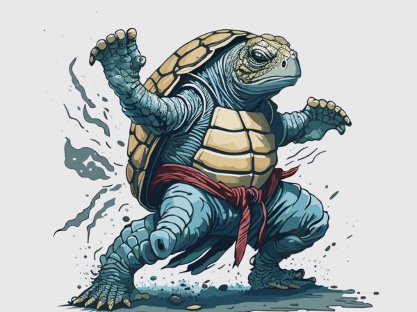 A vintage turtle martial art t shirt vector