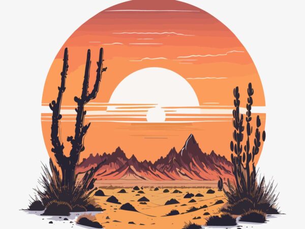 A vintage desert sun t shirt vector
