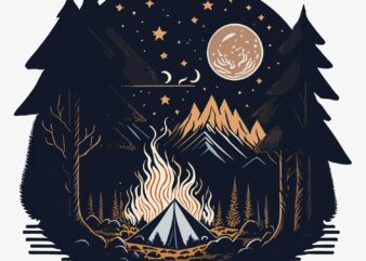 Camping Night t shirt vector file