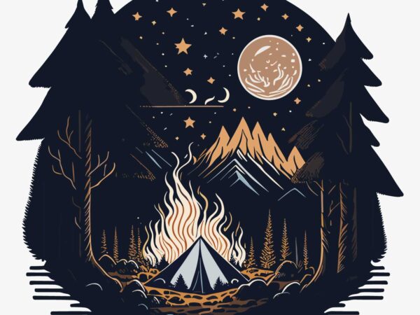 Camping night t shirt vector file