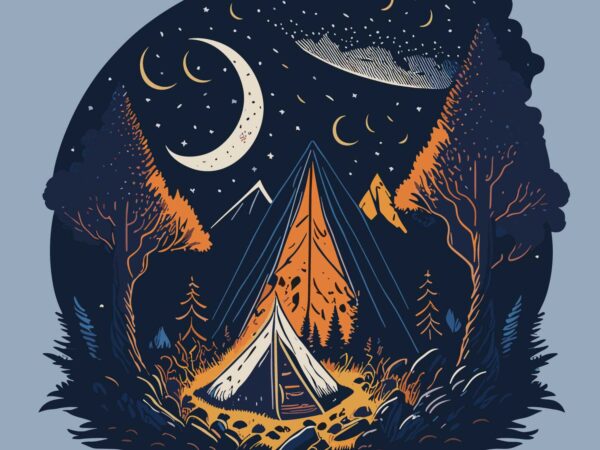 Camping night t shirt vector file