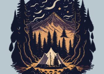 Camping Night t shirt vector file