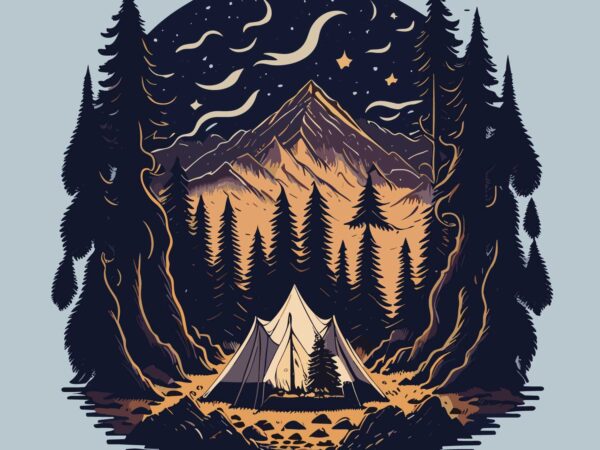 Camping night t shirt vector file