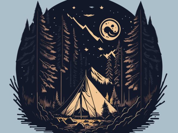 Camping night t shirt vector file