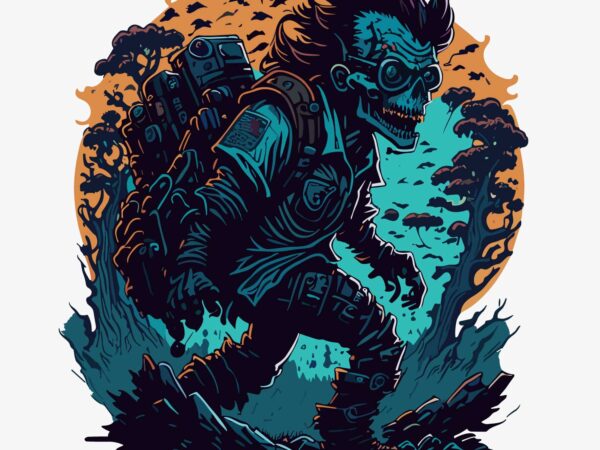 Zombie on action t shirt graphic design