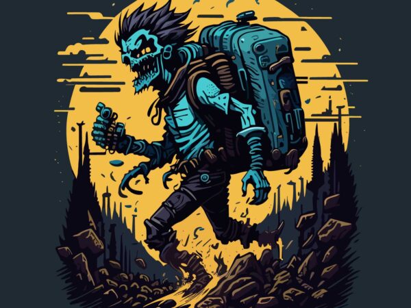 Zombie on action t shirt graphic design