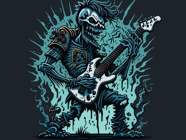 Zombie playing guitaris t shirt graphic design