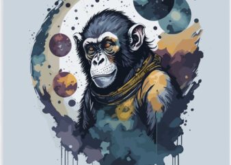 Monkey art space t shirt designs for sale