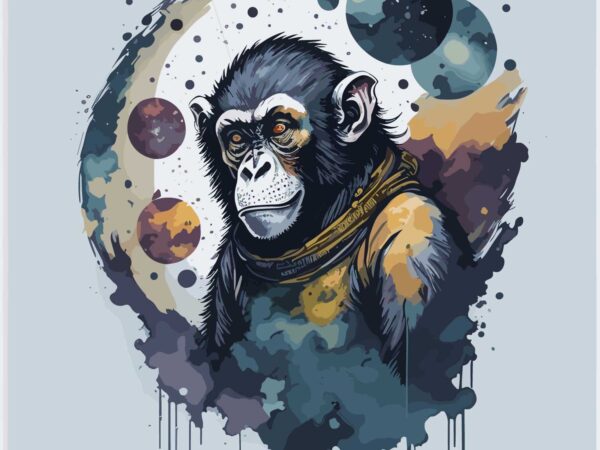 Monkey art space t shirt designs for sale