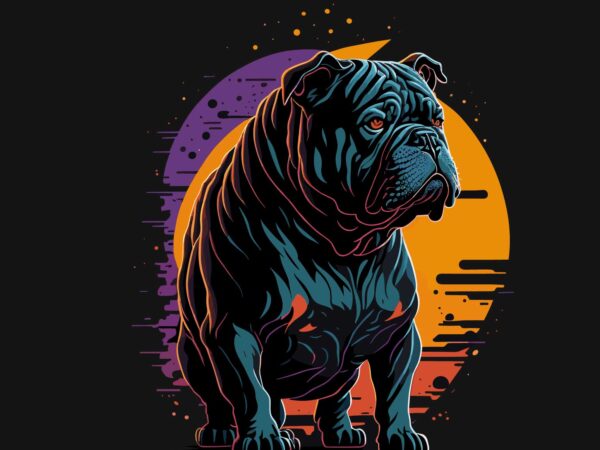 Bulldog sunset t shirt template