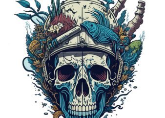 Skull Diving t shirt template vector