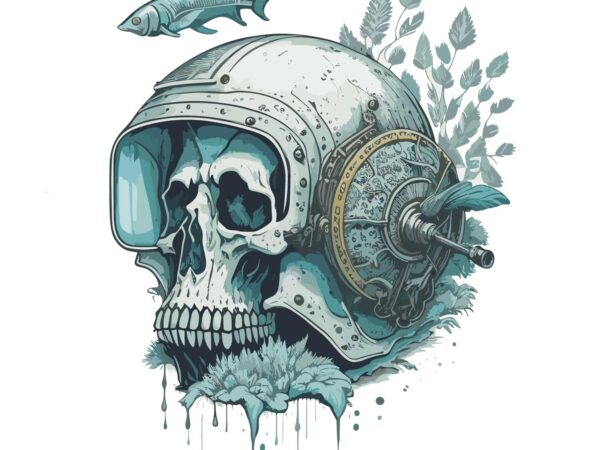 Skull diving t shirt template vector