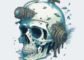 Skull Diving t shirt template vector