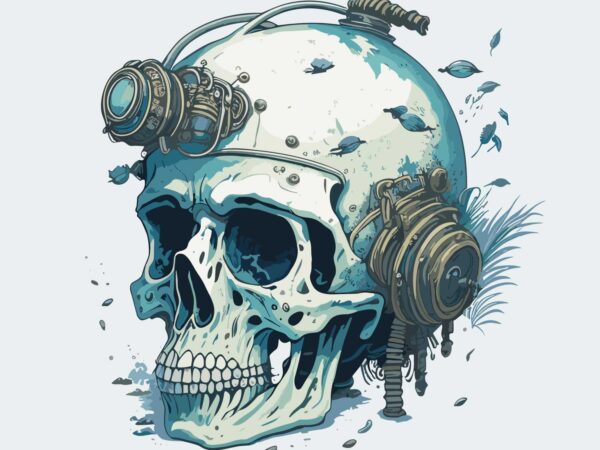 Skull diving t shirt template vector