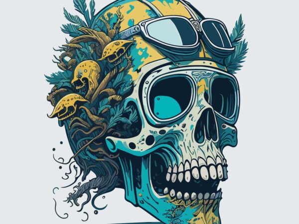 Skull diving t shirt template vector