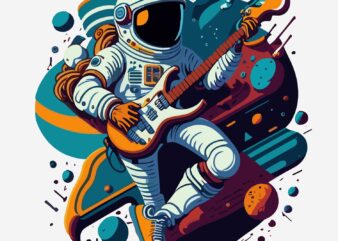 Astronout Playing a Guitar t shirt vector