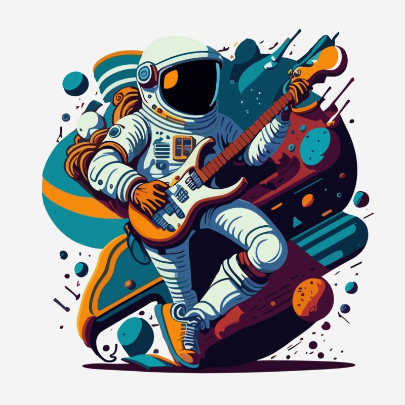 Astronout Playing a Guitar