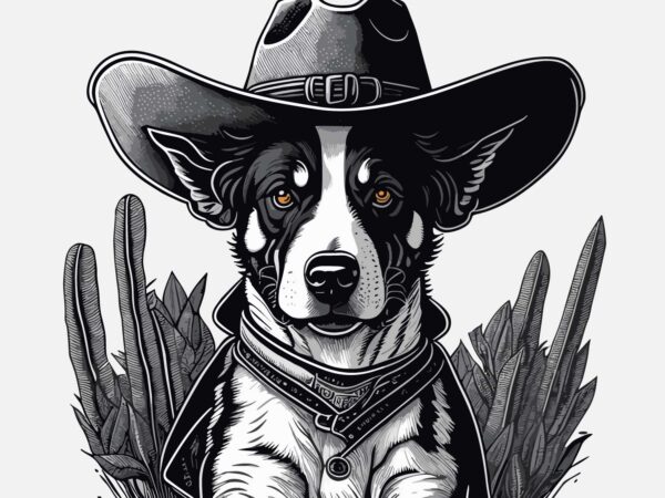 Cowboy dog t shirt vector file