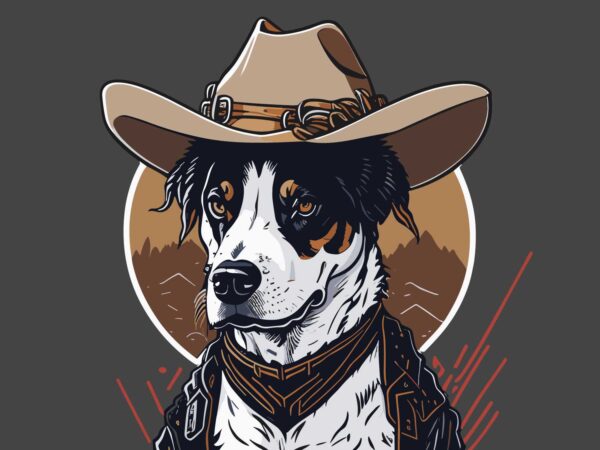Cowboy dog t shirt vector file