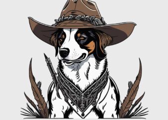 Dog Cowboy t shirt vector illustration