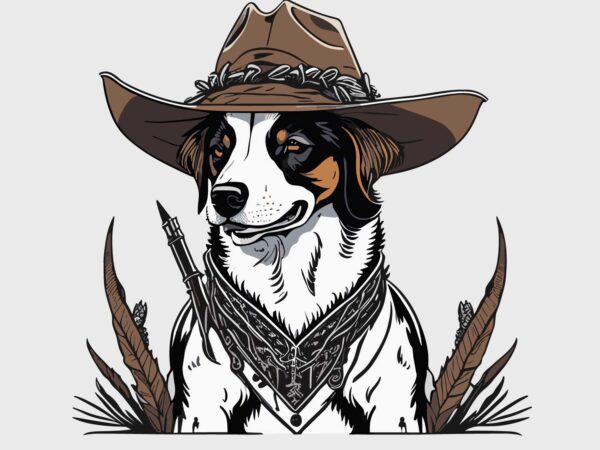 Dog cowboy t shirt vector illustration