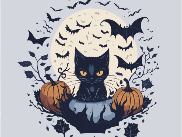 Cat on hallowen t shirt vector file